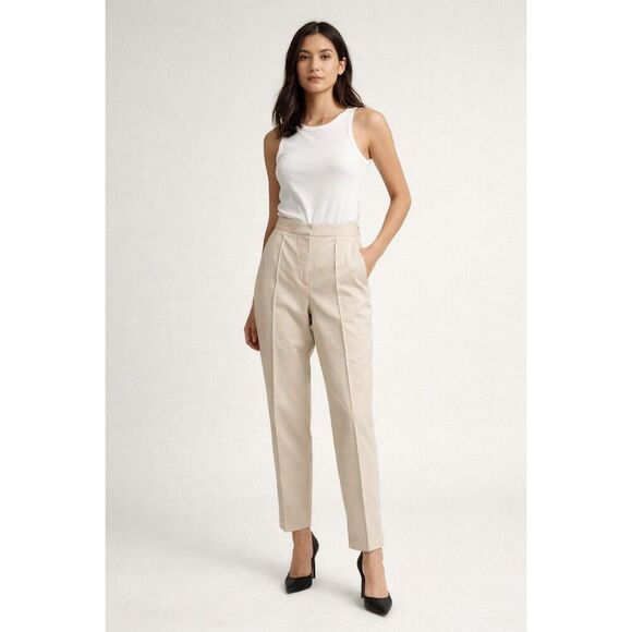 Zara Pants - Zara Tailored High-Rise Slim Ankle Trousers in Cream– Women’s Small